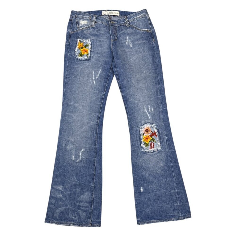MISS LOLA Floral Designer Denim Pants Jeans Womens 30x34